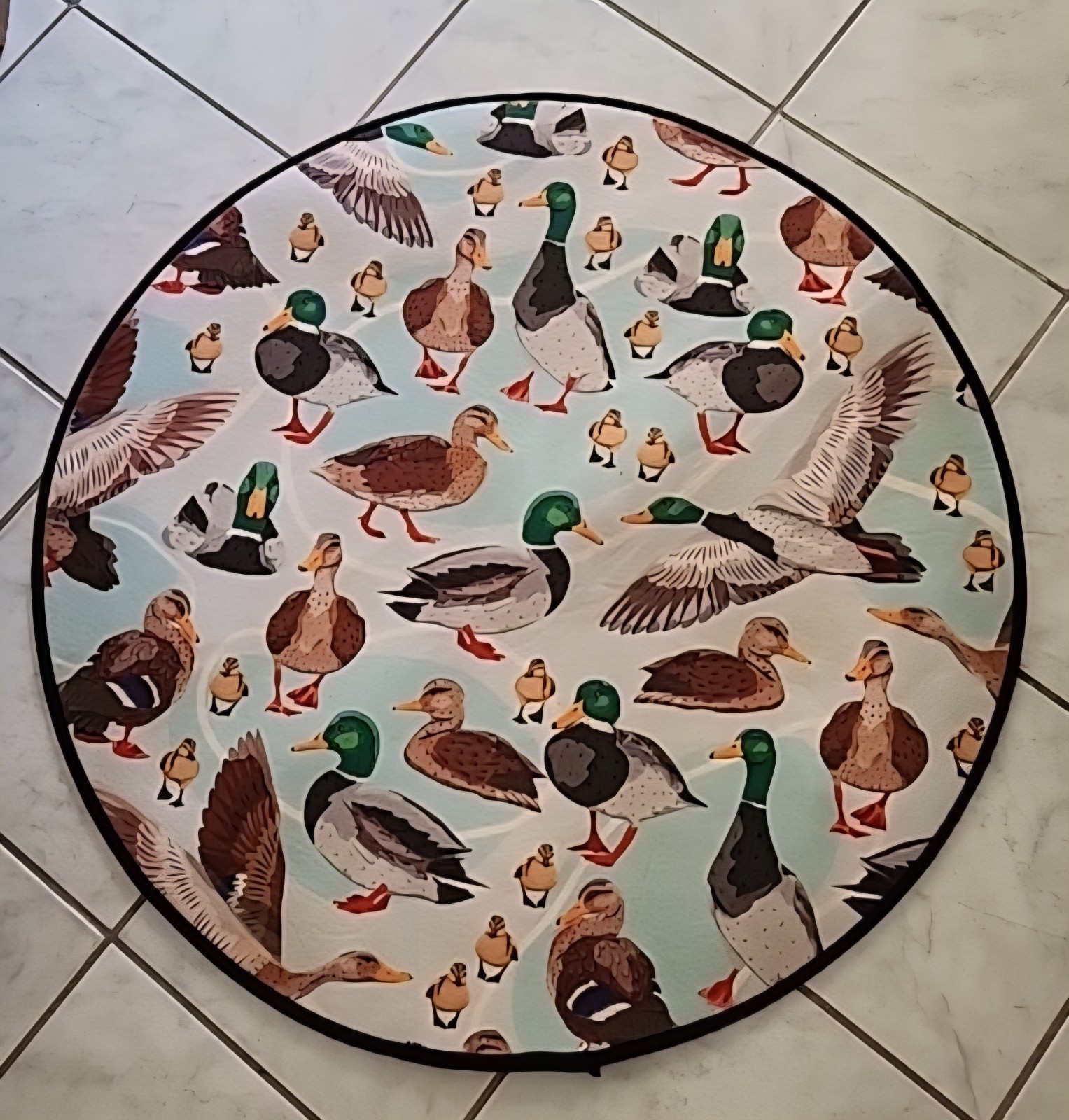 Cottagecore Mallard Ducks Washable NON SLIP 3 Foot Round Rug
