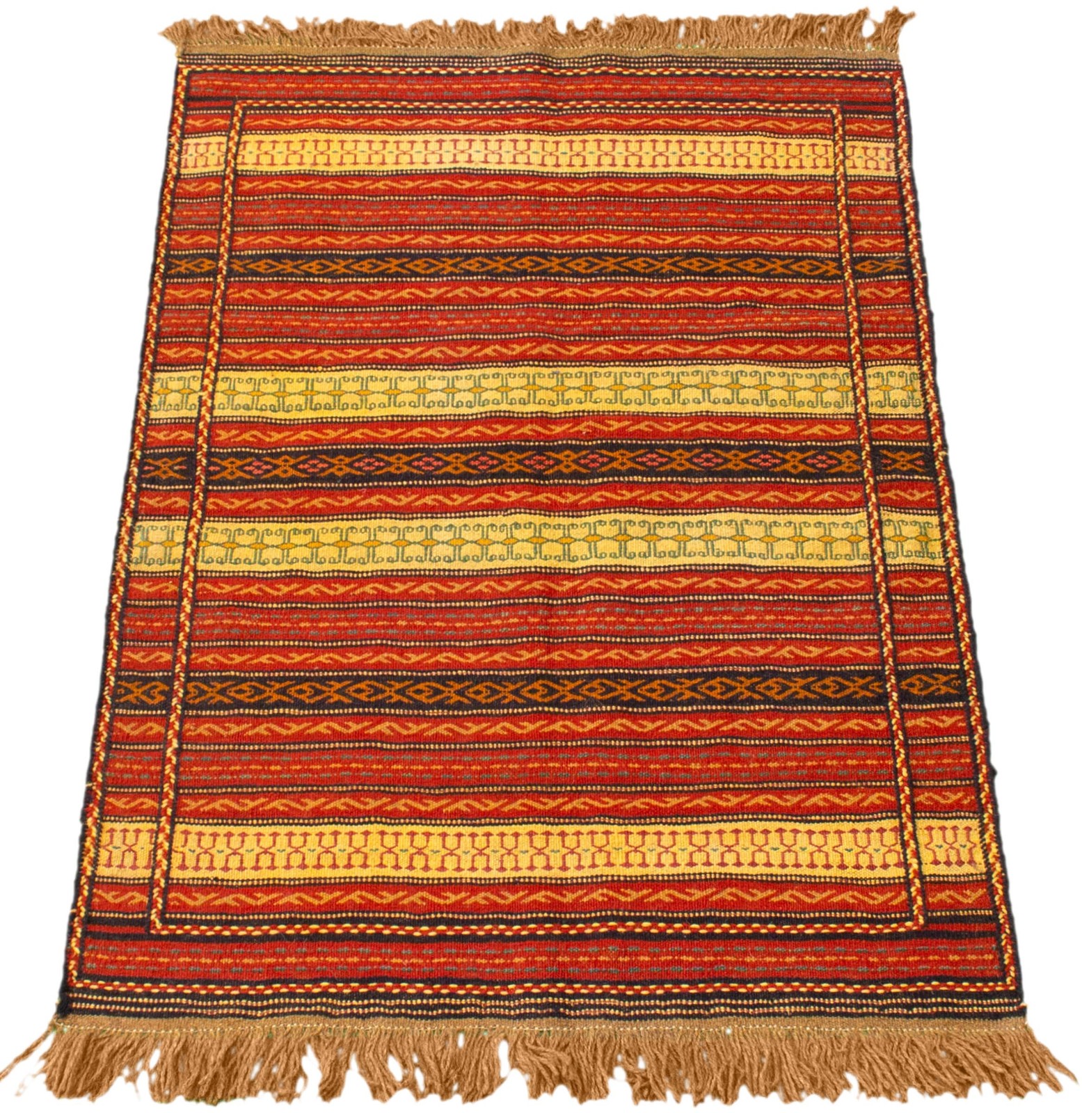 Vintage Hand Woven Area Rug 3’3″ x 5’0″ Traditional Wool Oriental Carpet