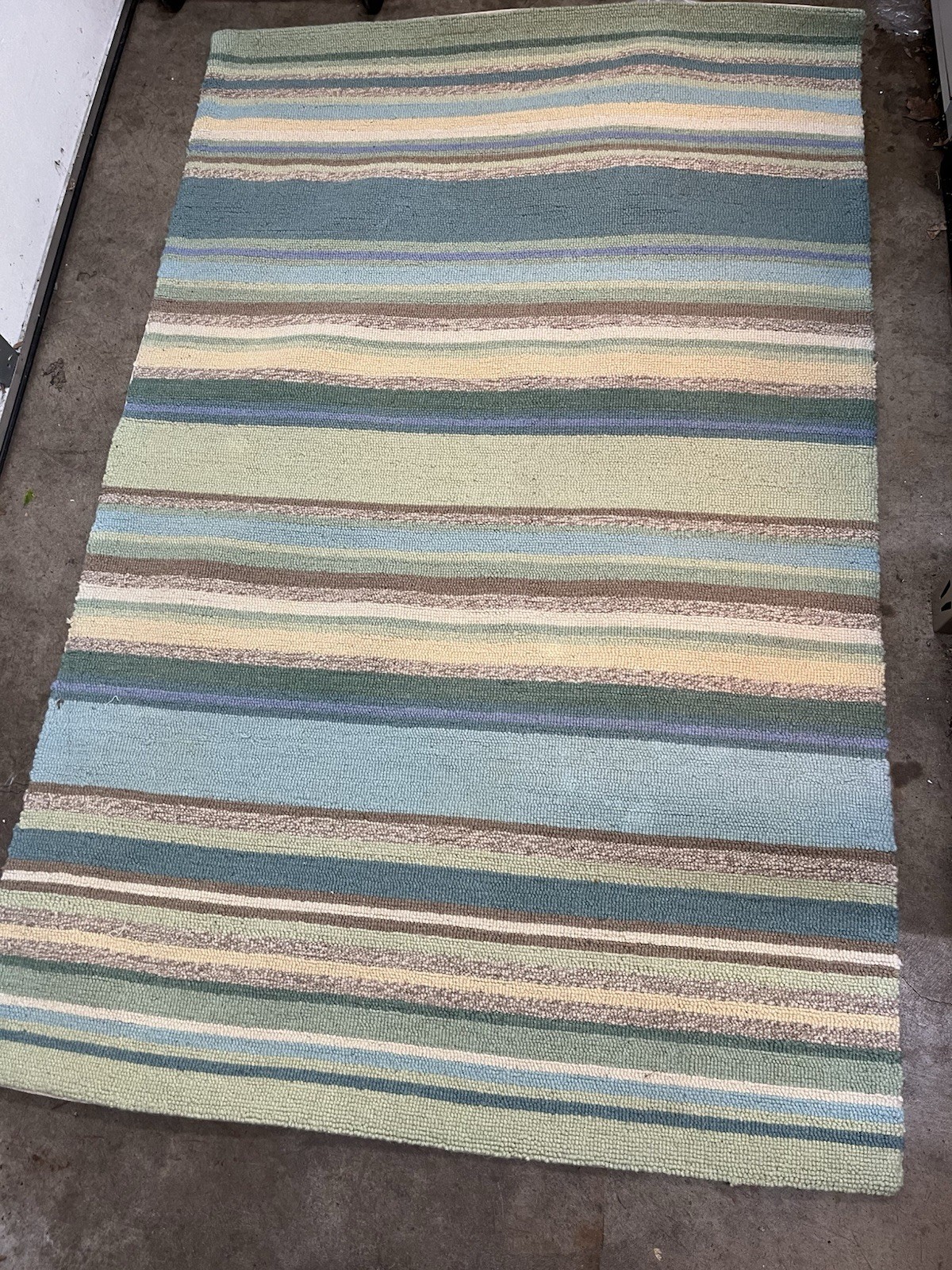 LL Bean Home Hand Hooked Wool Cotton Rug 4′ x 6′ 0BMF2 Multicolor Stripe