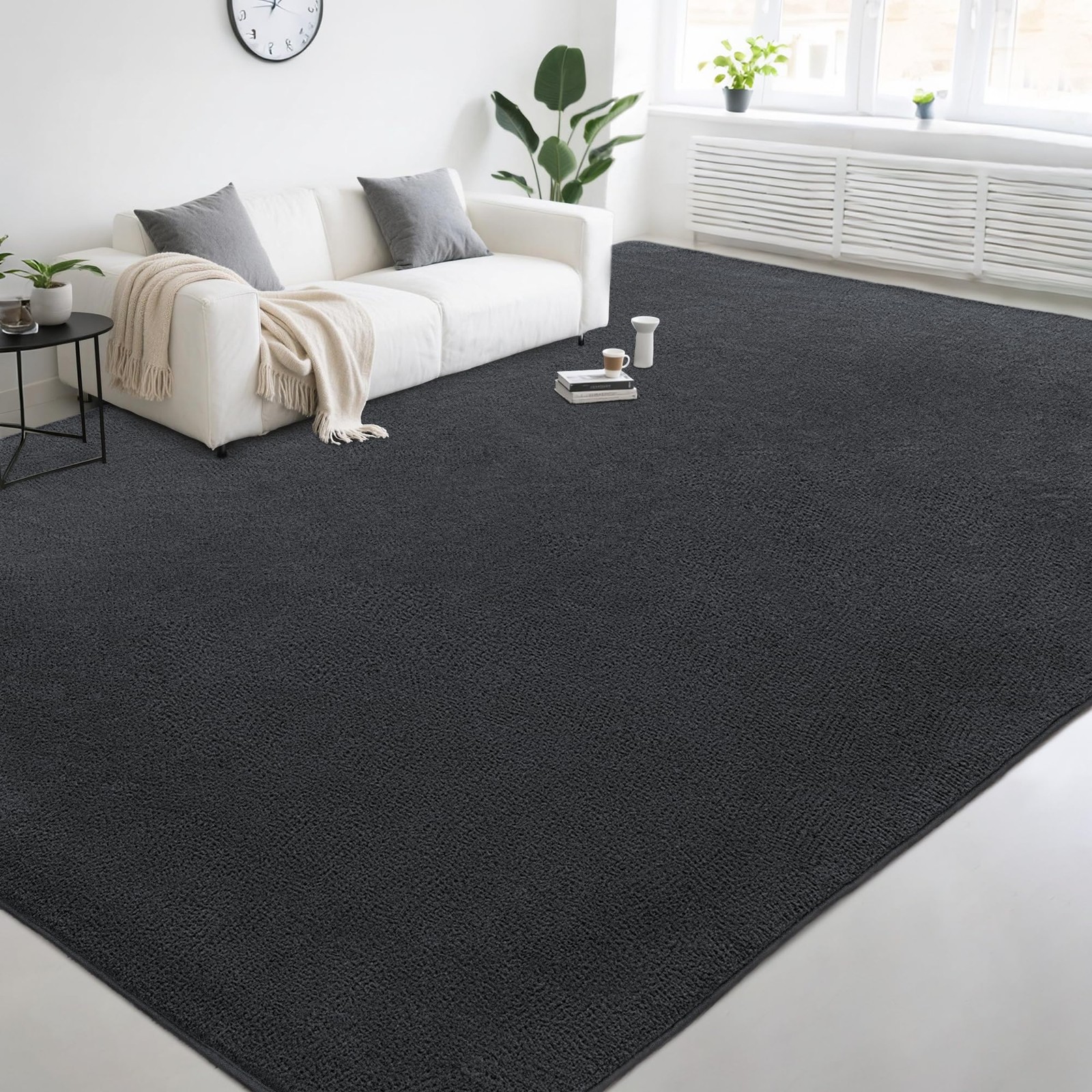 Large Modern Area Rugs for Living Room Bedroom, 4×6 Feet Dark Grey Ultra Soft…