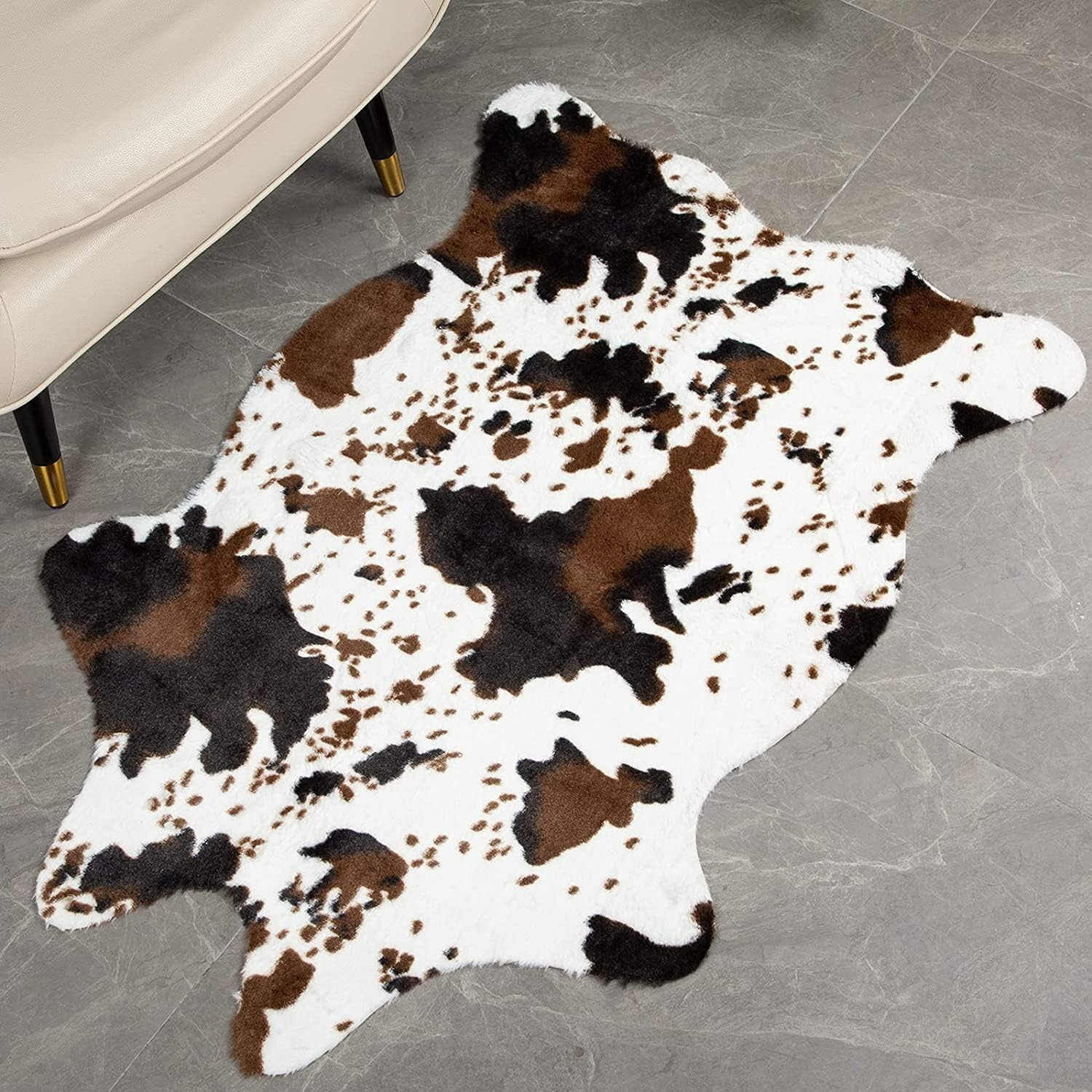 Small Cowhide Rug Cowskin Hide Carpet 3.6×2.5 Ft PRINT Entry Area Rug Home Gift