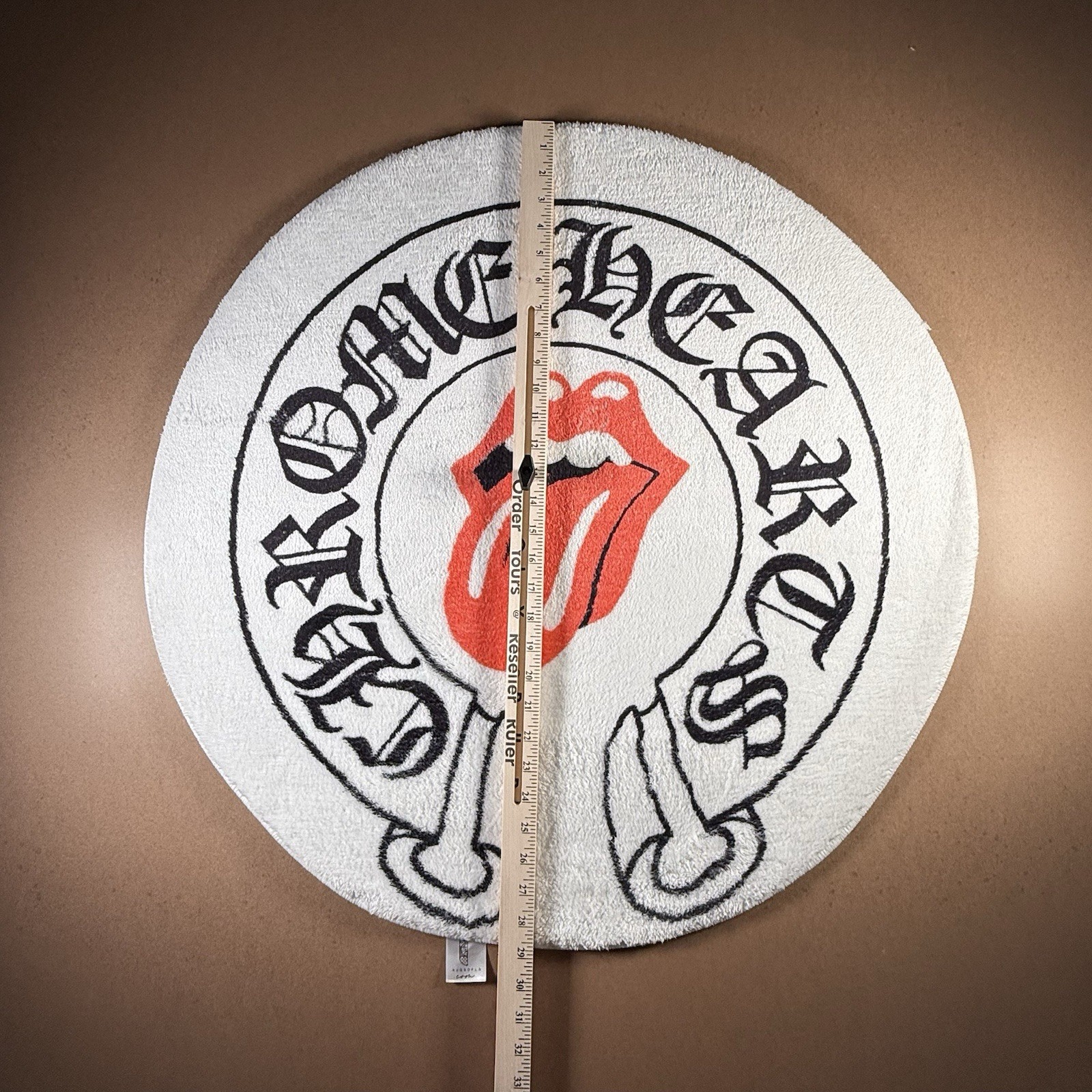 Rolling Stones Area Rug 29” Round Tongue Logo White Black Red Free Shipping