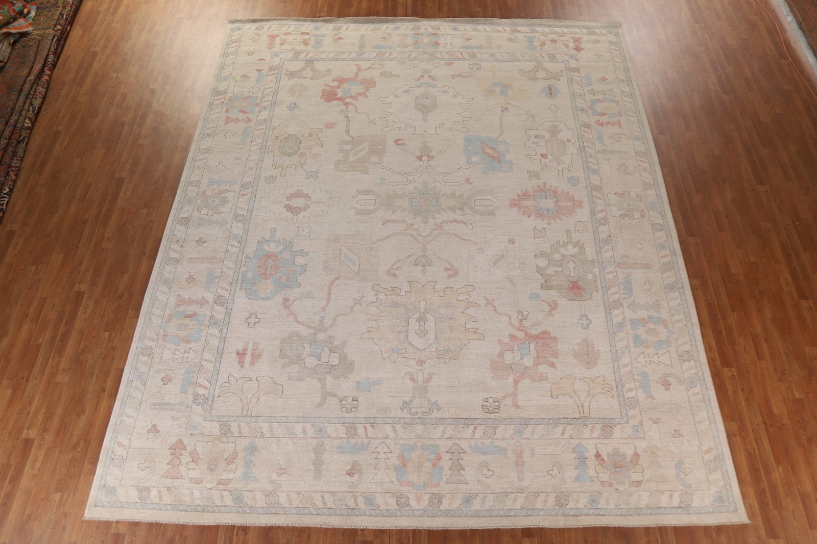 Muted Oushak Vegetable Dye Palace Size Rug Hand-knotted Oriental Carpet 12×15