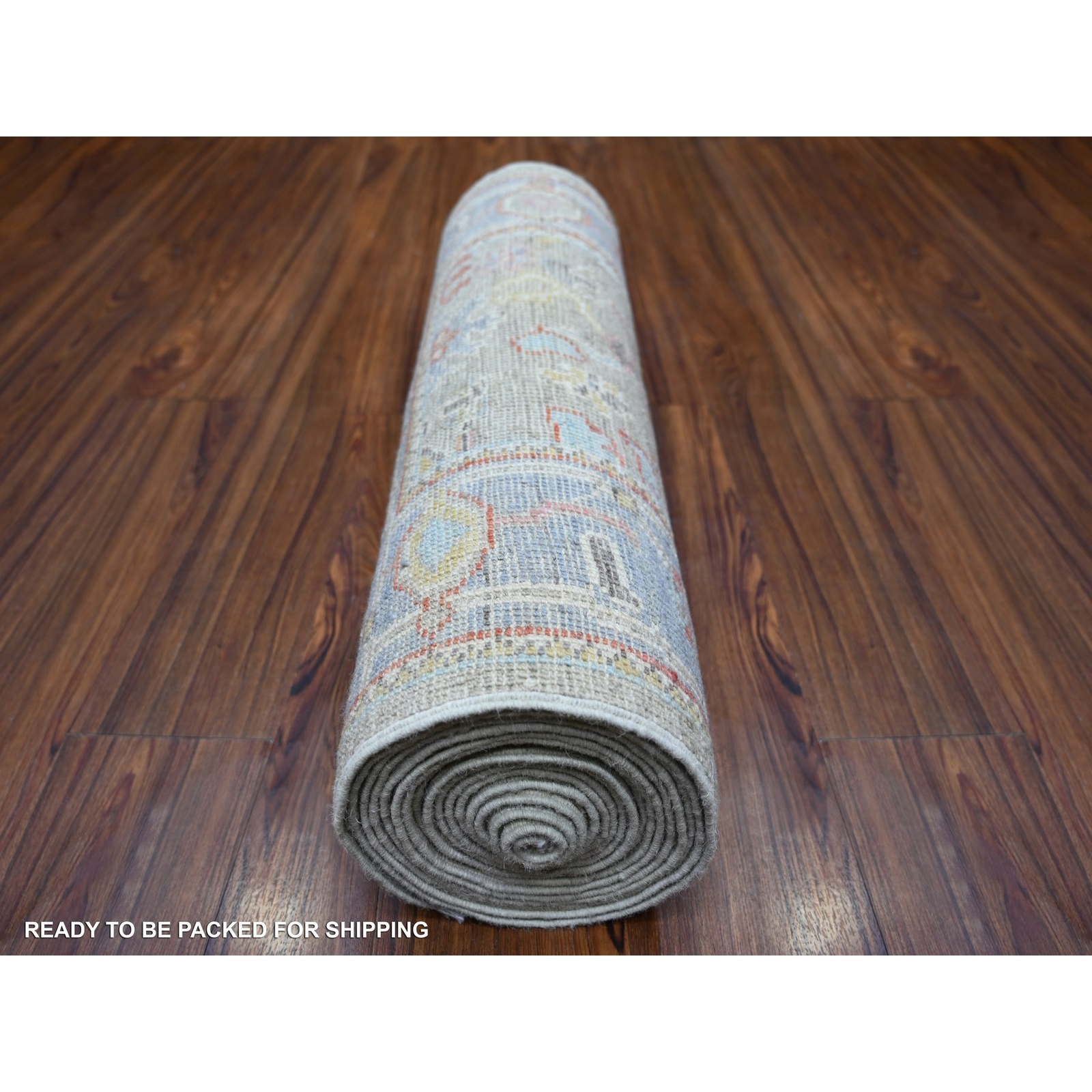 2’6″ x 19’8″ Gray Afghan Angora Oushak Wool Hand Knotted XL Runner Rug R73179