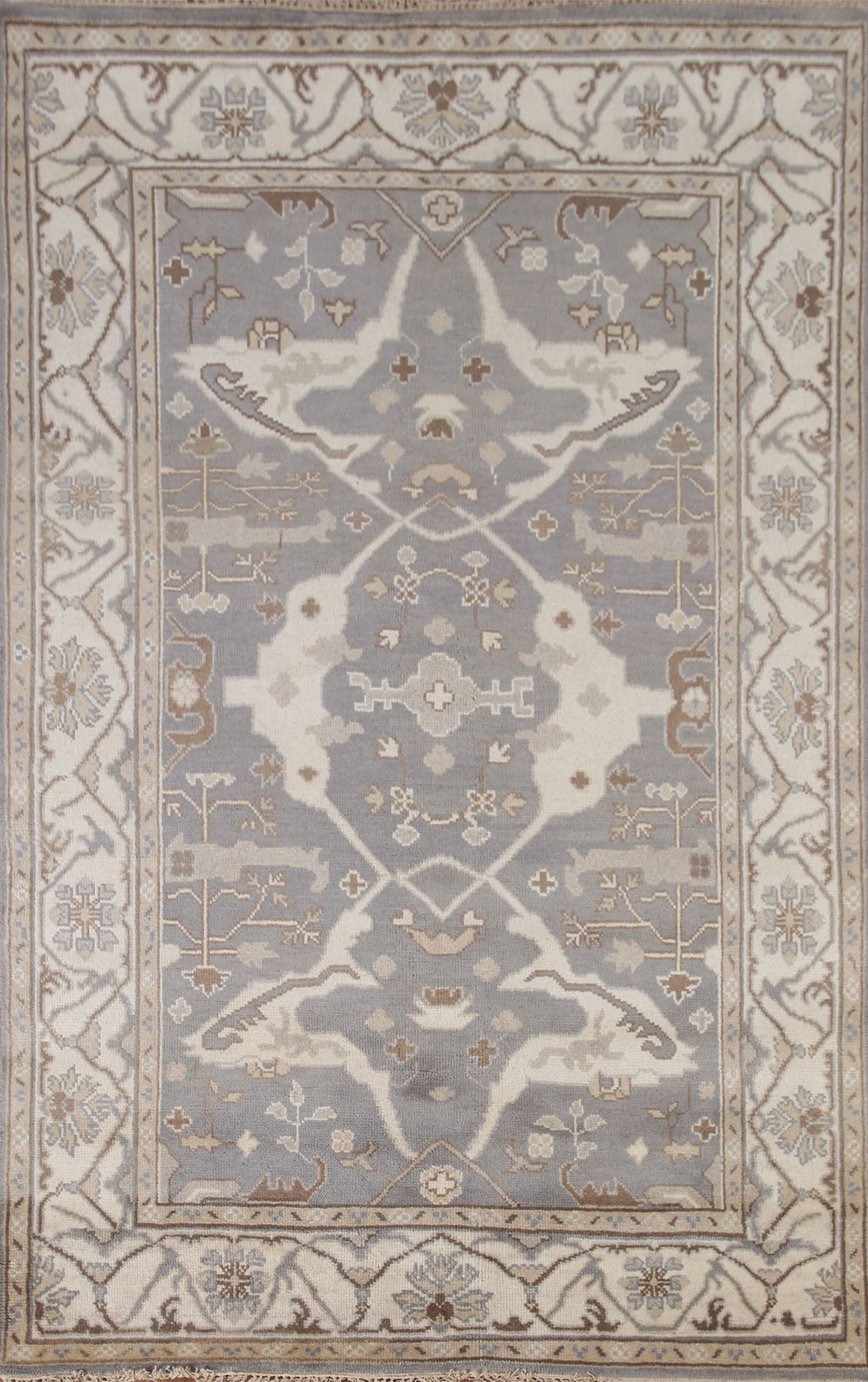 Exquisite Oushak Indian Wool Rug Bedroom 6×9 ft Gray Carpet