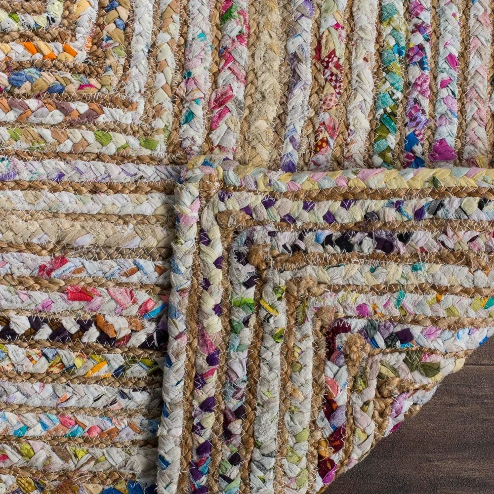 6 Ft Square Rug Area Cape Cod Jute Handmade Multi Color Weave Coastal Nautical