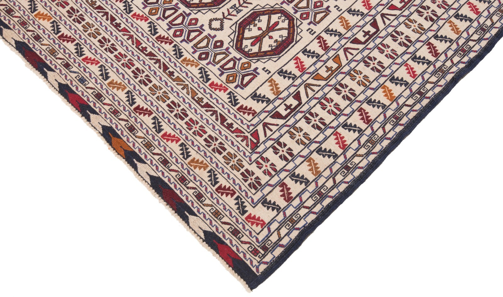 Kelim Sumach 190×130 cm Handwoven Nomadic Kilim Carpet Beige