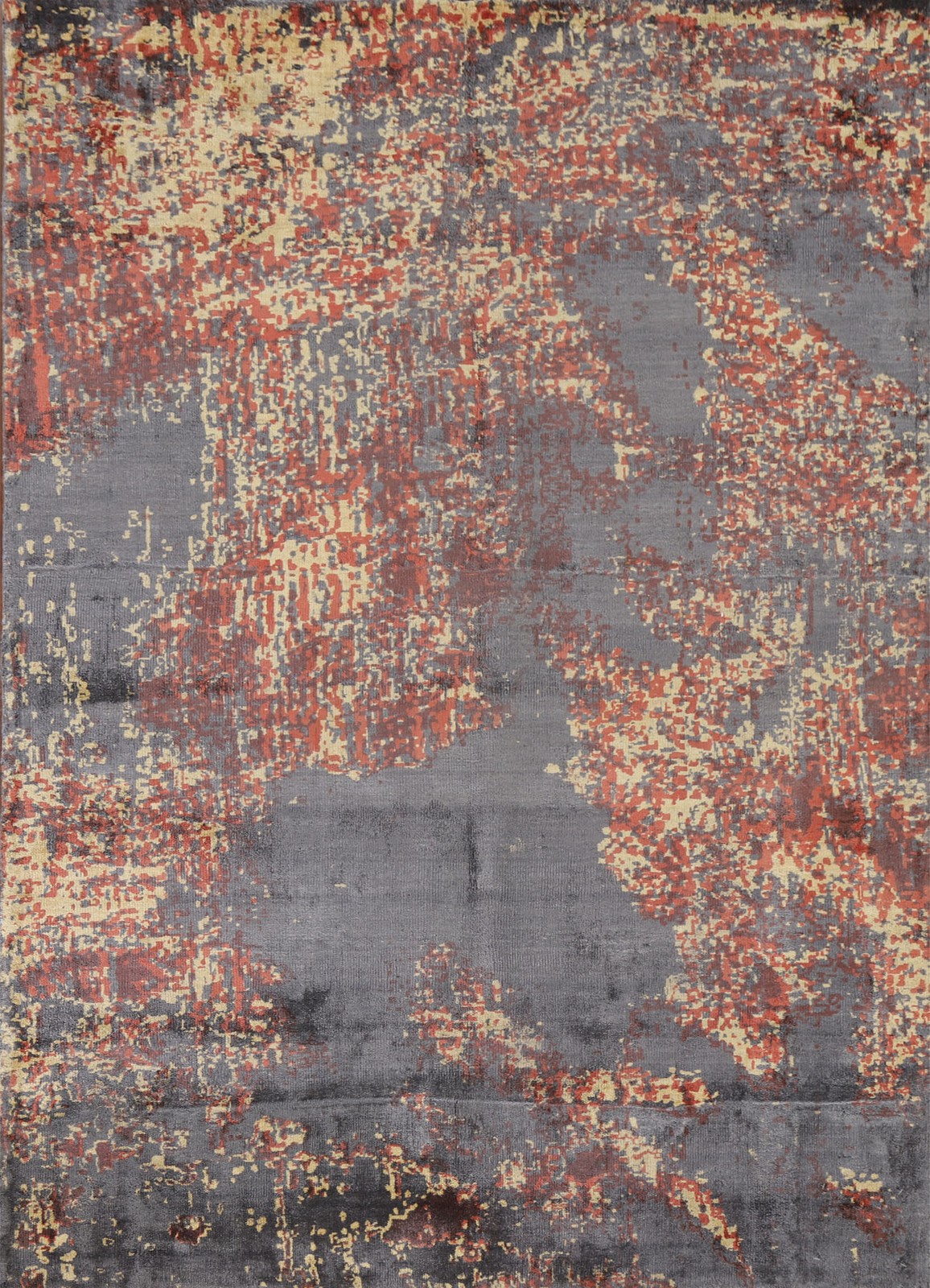 All-Over Abstract Indian Handmade Gray Wool Contemporary Rug 4×6 Modern Carpet
