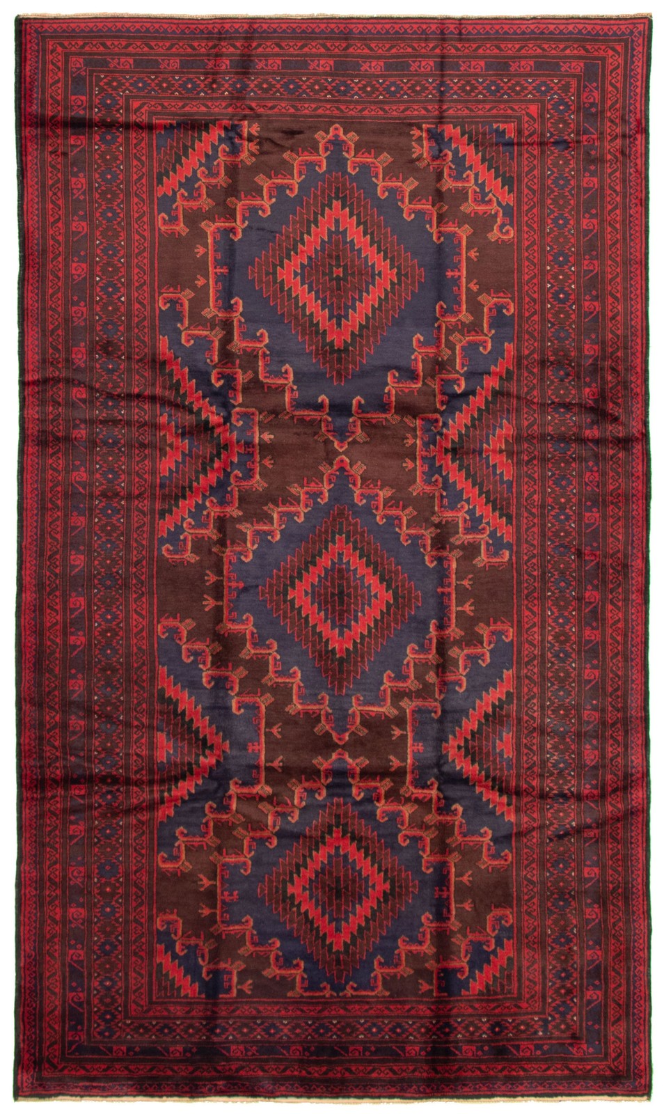 Vintage Geometric Area Rug 6’3″ x 11’1″ Traditional Hand-Knotted Wool Carpet