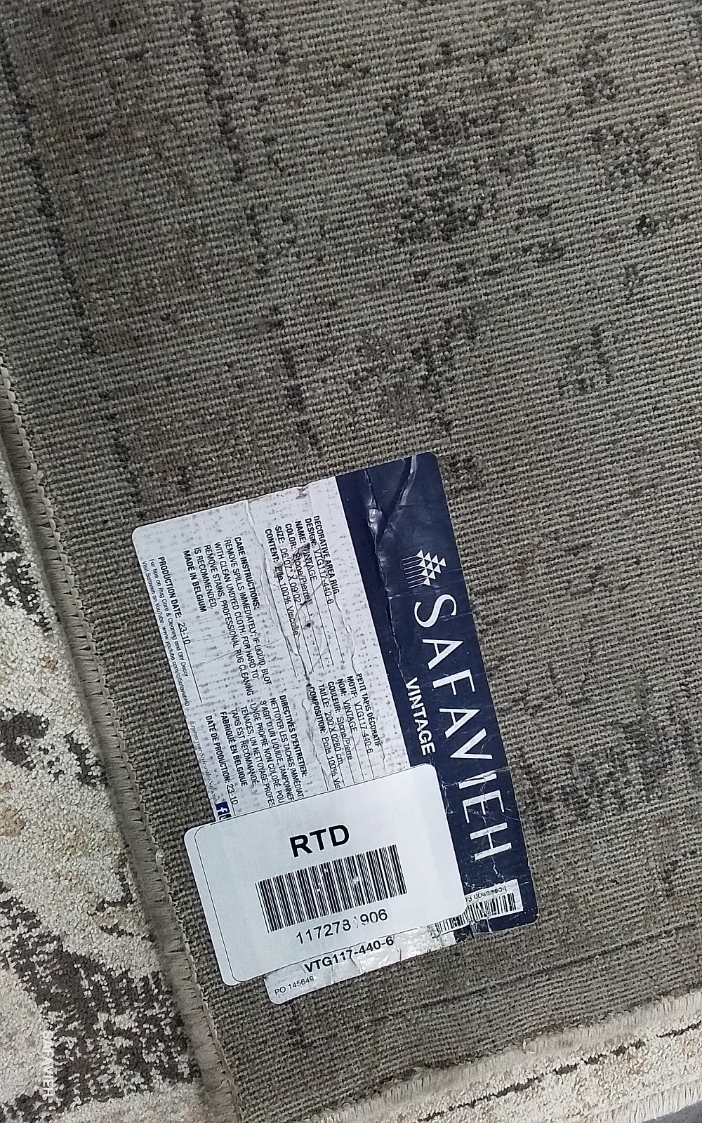 STONE 6′-7″ x 9′-2″ Back Stain Rug, Reduced Price 1172781906 VTG117-440-6