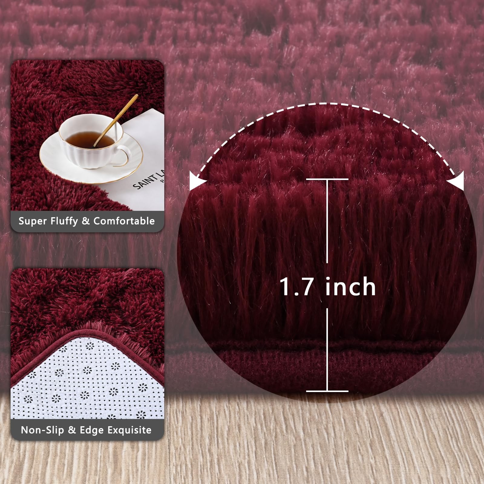 Zedrew Burgundy Red 8×10 Area Rug Living Room Bedroom Kids Playroom Nursery