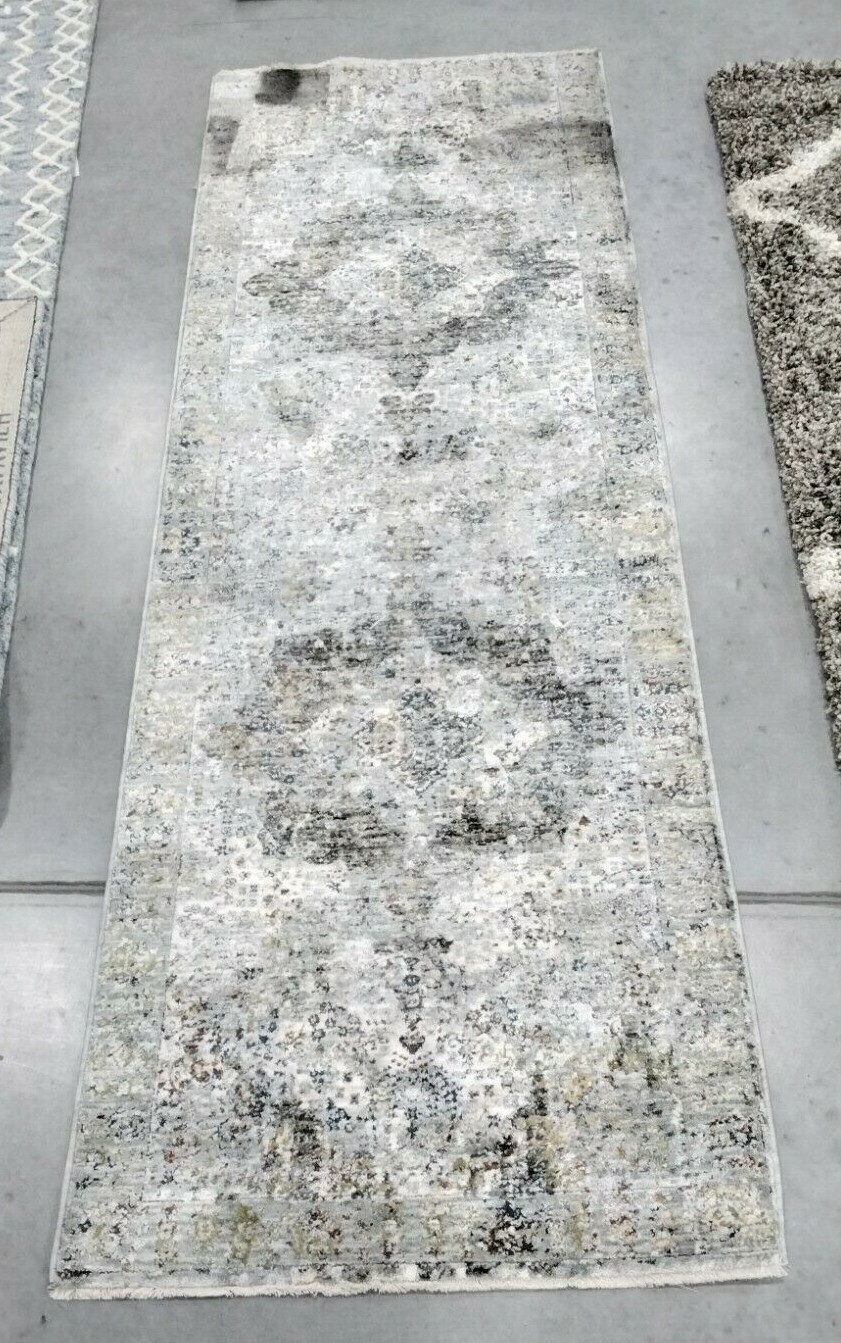 BEIGE / GREY 2′-3″ X 7′ Stained Rug, Reduced Price 1172712399 WNTB198A-27