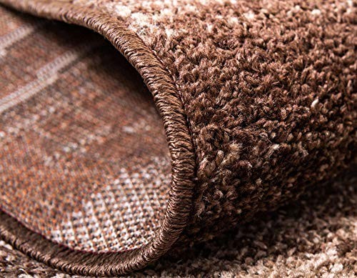 Modern Abstract Area Rug 5×8 ft – Casual Brown Beige Border for Living Room
