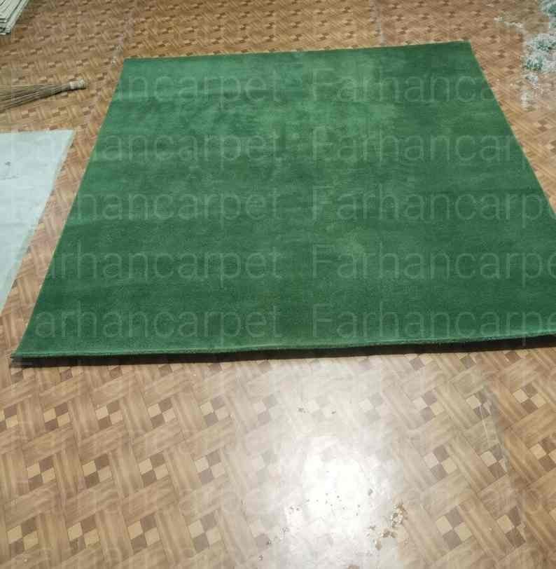 Handmade Tufted Wool Area Rug Carpet 6×9 ft 12×15 ft – Green Solid Modern Rug,