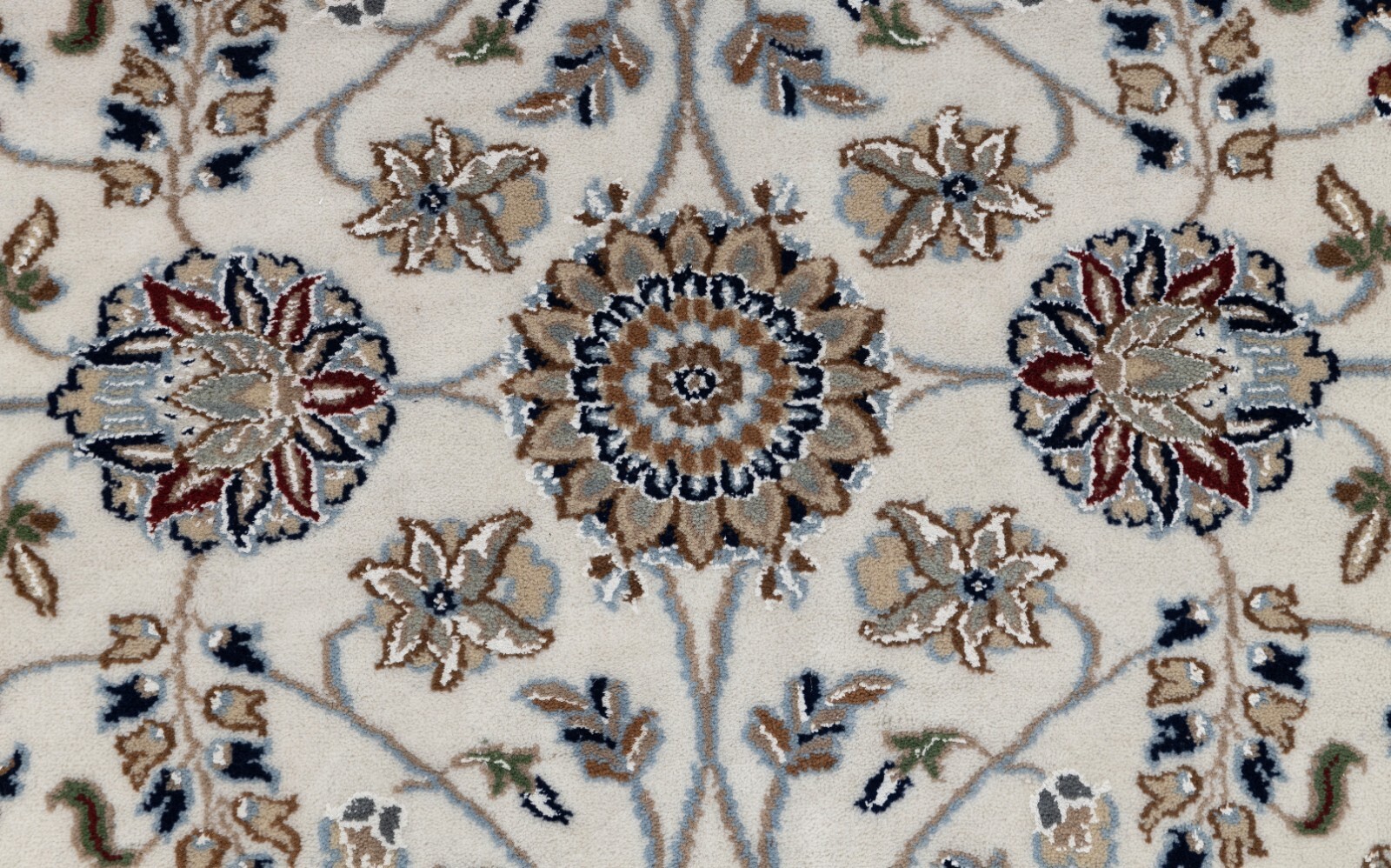 High Quality Indo Nain Wool Silk Rug Ivory Cream Hand Knotted Custom Size Rug