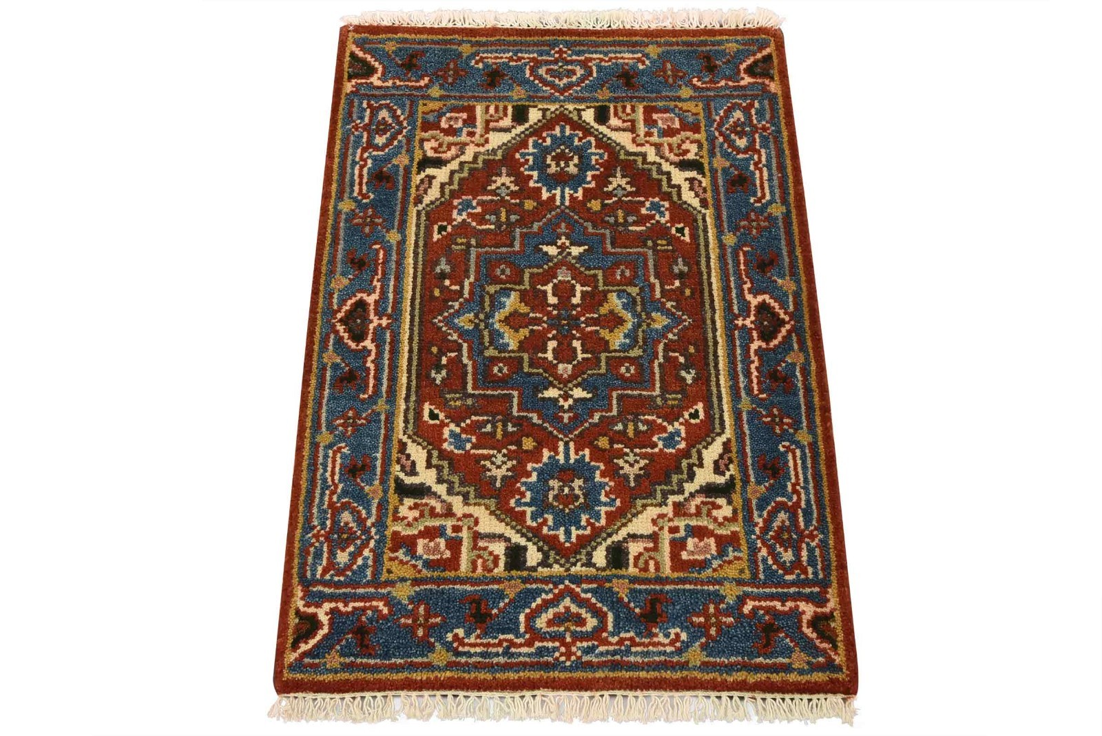 Heriz Rug 2’1” x 3′ Red Wool Traditional Hand-Knotted Oriental Carpet
