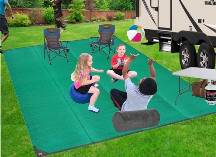 Awning Mat Outdoor picnic Rugs 6×9 9×12 9×18 Waterproof RV camper Green