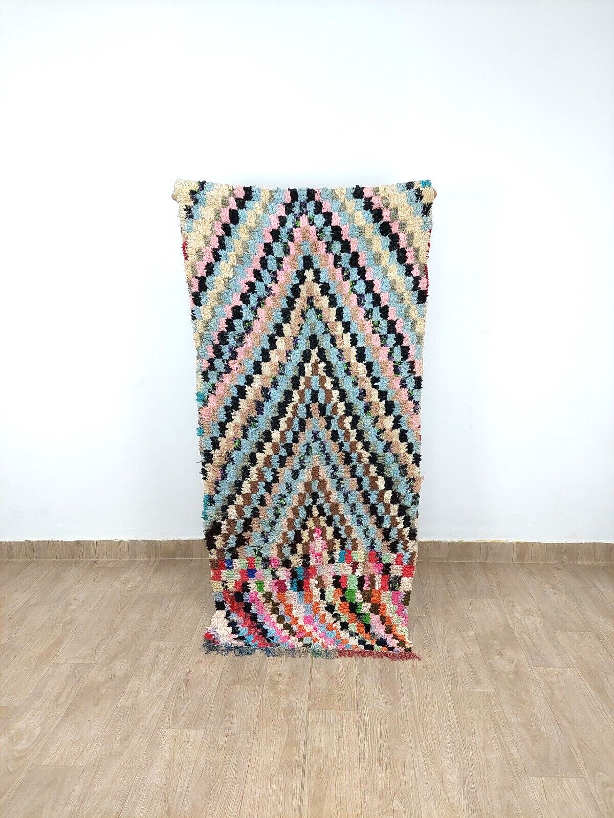 Moroccan Vintage Area Rug 3×6 Handmade Berber Colorful Geometric Hallway Carpet