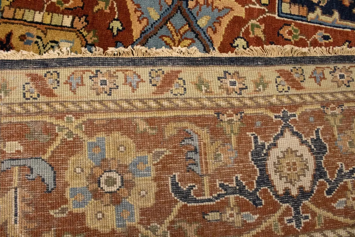 Handmade Dark Navy Heriz Serapi Rug Geometric Oriental Bedroom Carpet 8X10 ft