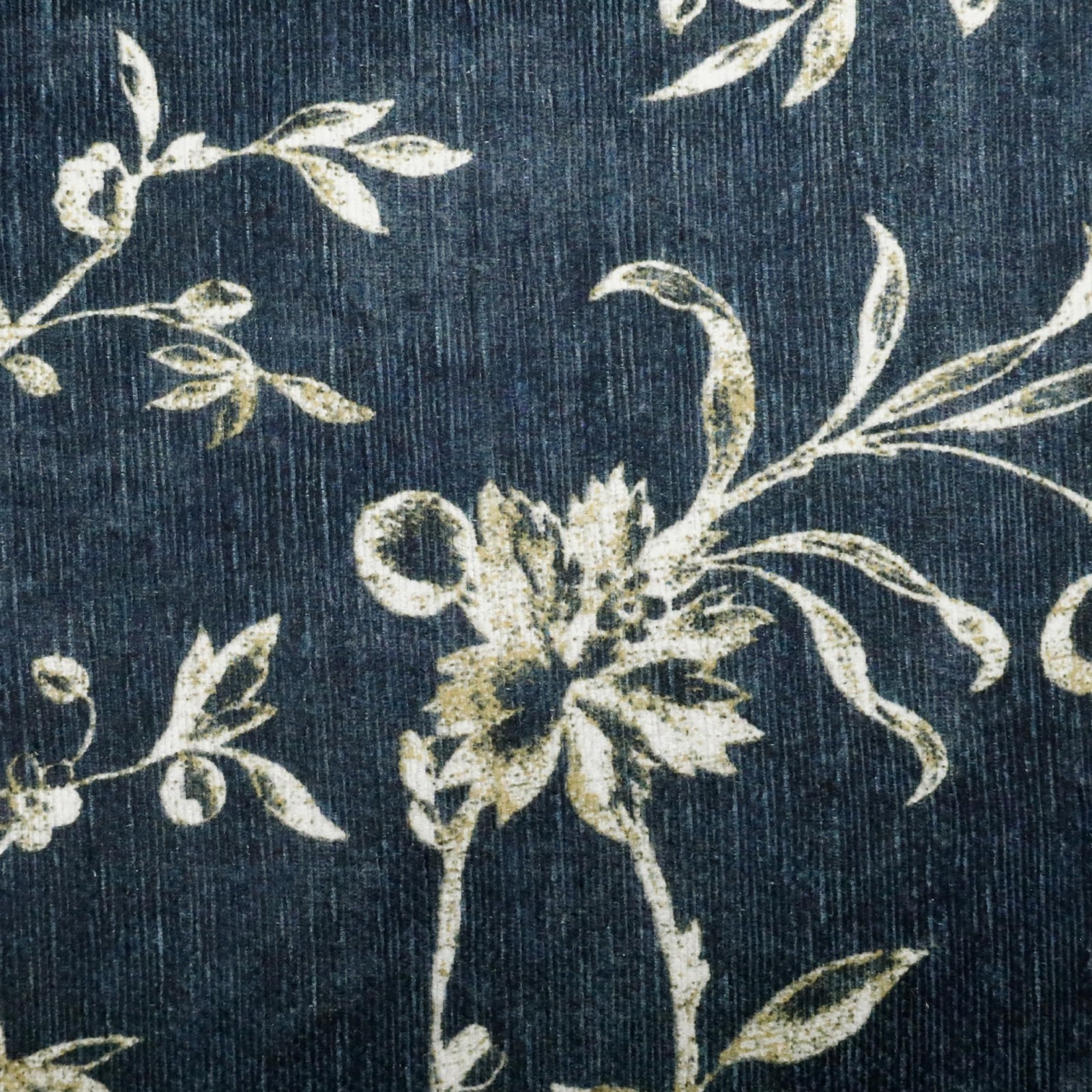 Laura Ashley Dark Navy Aria Floral Border Machine Washable & Slip Resistant 26 x