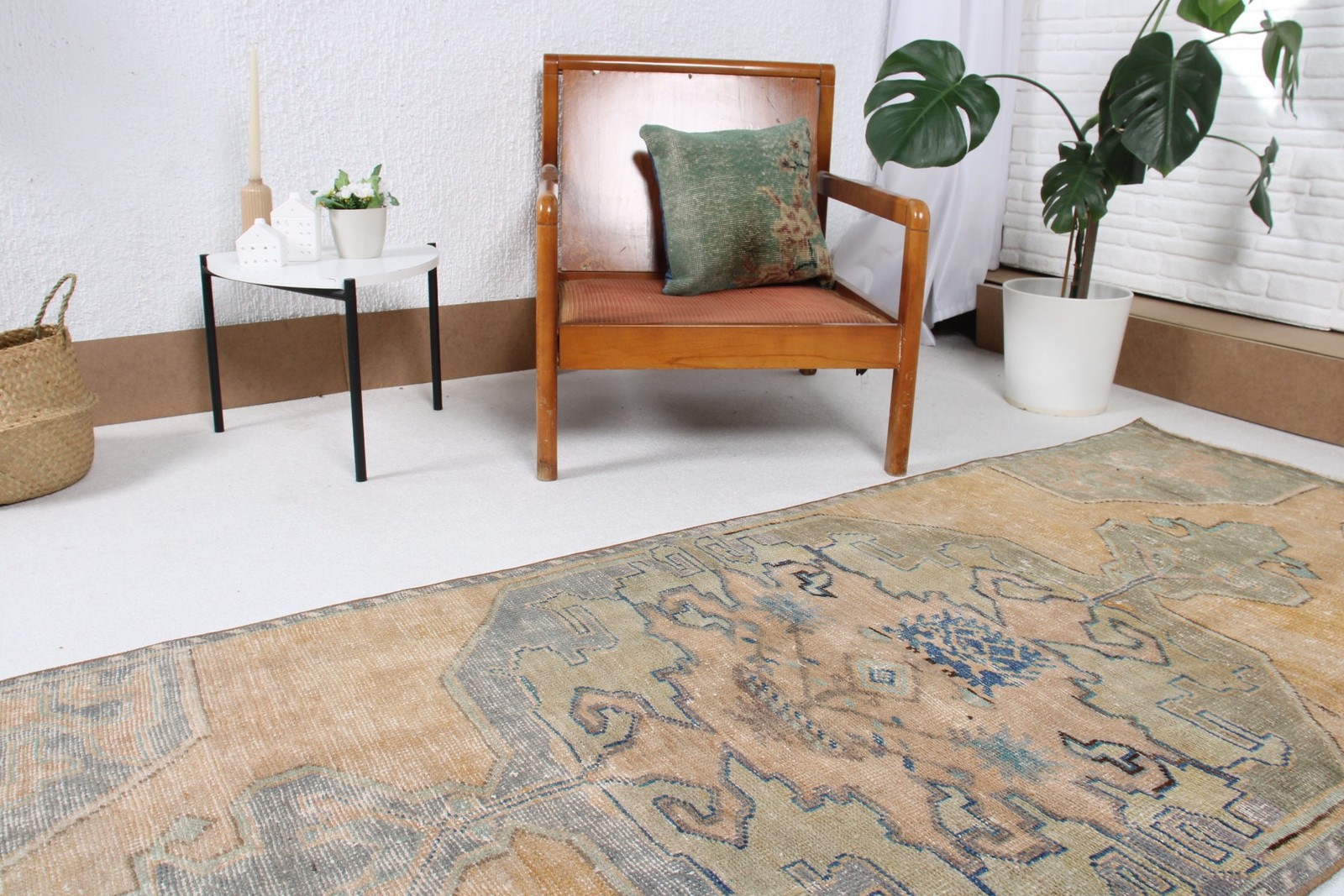 3,3×8,2 ft Vintage Rug, Brown Oriental Turkish Rug Wool