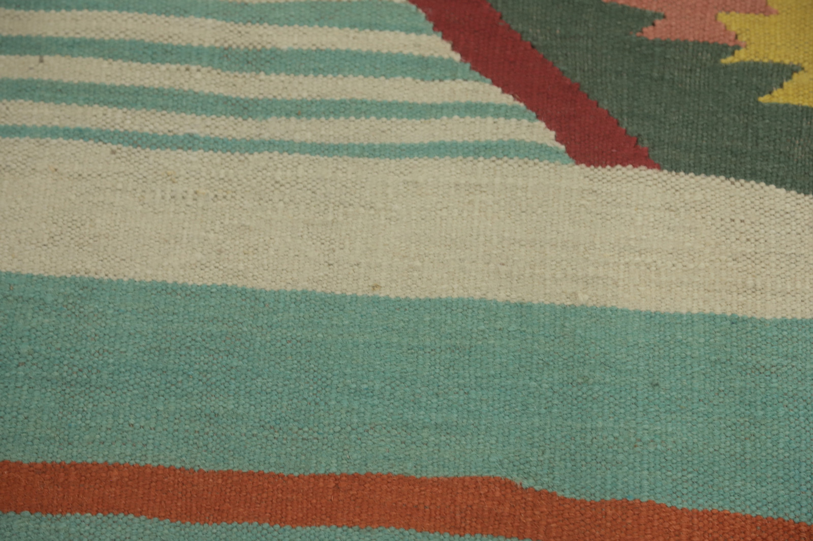 Multi-Color Kilim Square Area Rug 7×7 Ft Hand-Woven Oriental Striped Wool Carpet
