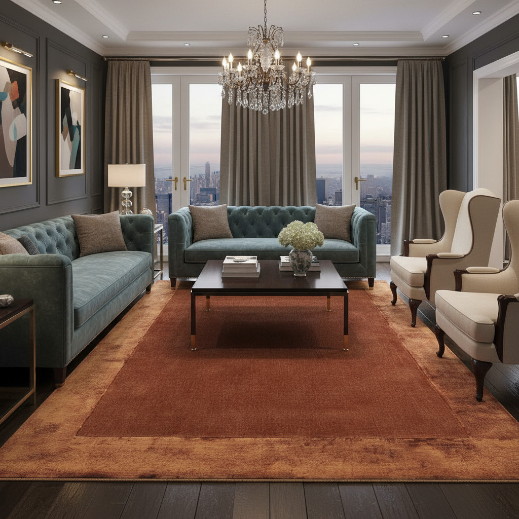 Modern Rust Orange Area Rug – Hand Tufted Rug Wool area Rug any size available