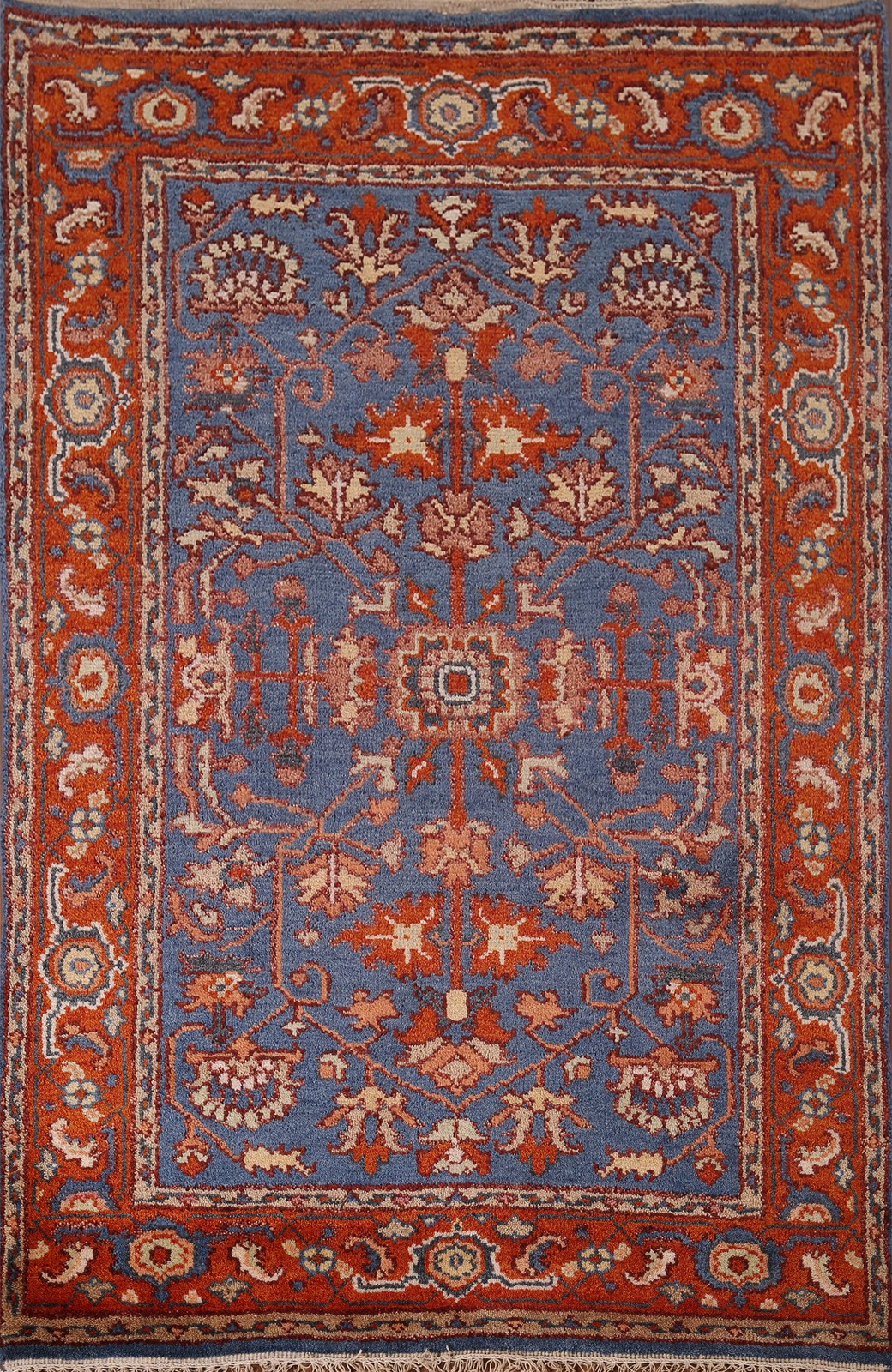 Handmade Blue Oushak Accent Rug 4×6 Classic Home Decor Oriental Wool Carpet