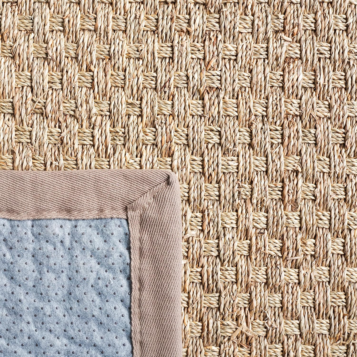 Area Rug 6′ Square – Natural Fiber Collection – Natural & Grey, Seagrass, Basket