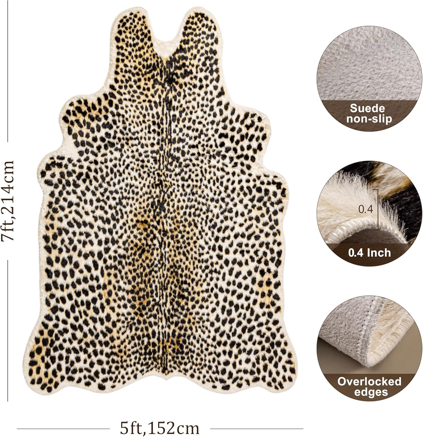 Cheetah Print Rug, Leopard Rug 5.2X7 Faux Animal Print Skin Cheetah Area Rug for
