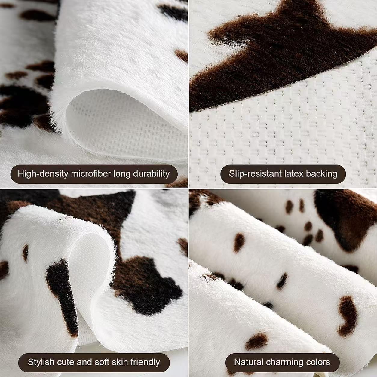 Faux Cowhide Rug, Cute Cow Print Rug for Western 43×29.5 in, White&coffe