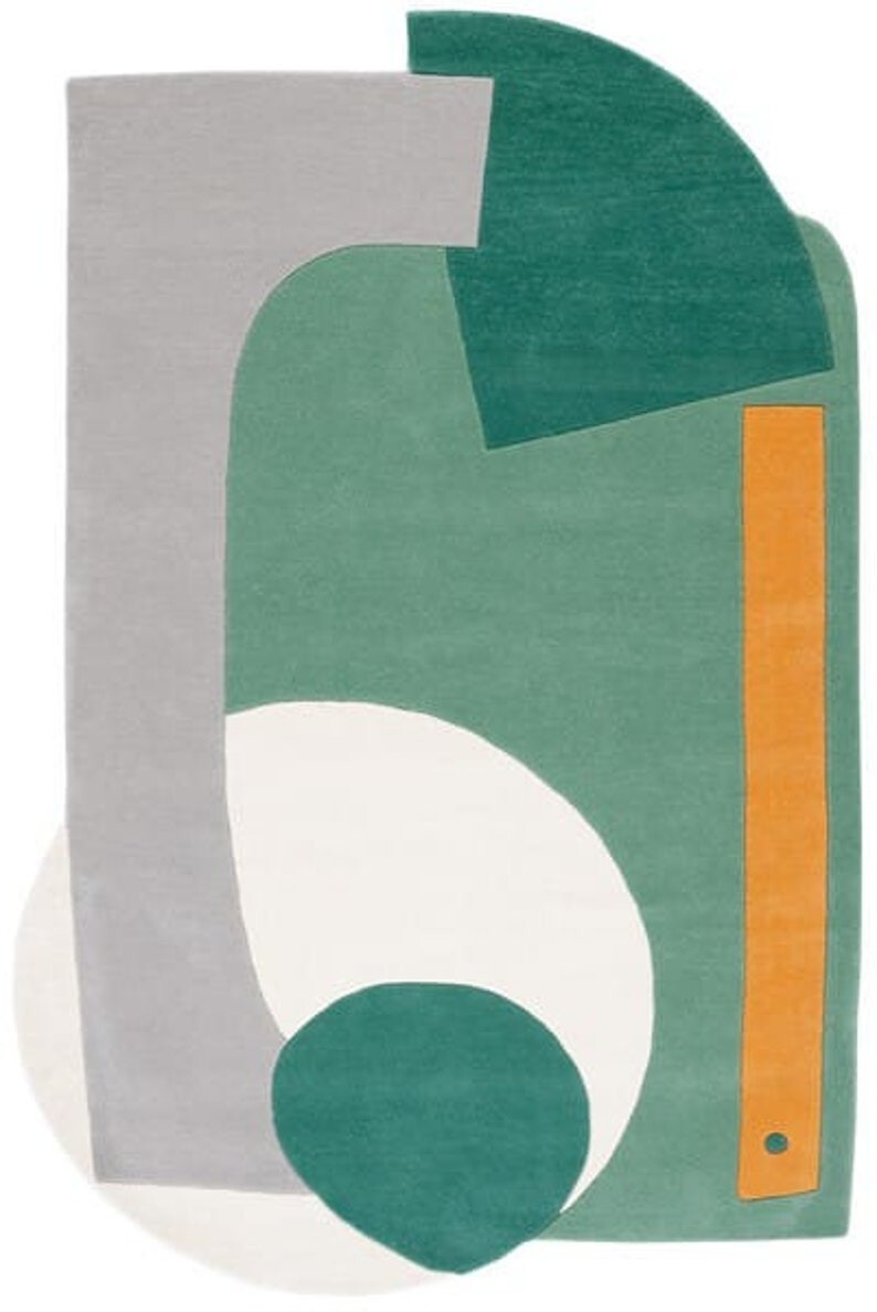 Hand-Tufted 100% Wool Area Rug | 5×8 ft | Multicolor Abstract Amorphous Shape |