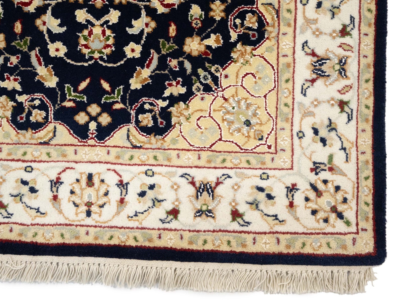 2’8X4’3 ft Indo-Nain Black Oriental Rug Floral Style Wool Carpet Home Decor
