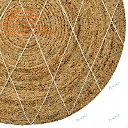 7 x 7 Feet Hand Woven Hippie Area Jute Rugs Indian Handmade Carpet