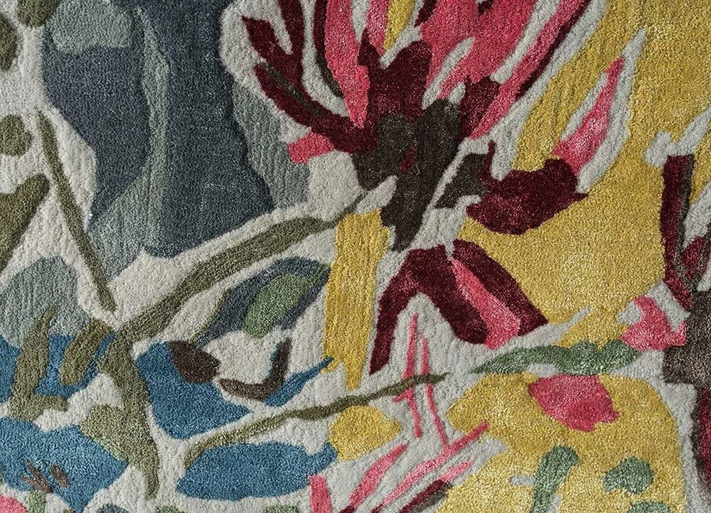 Hand Tufted Wool Floral Area Rug Abstract Modern Botanical Living Room Carpet