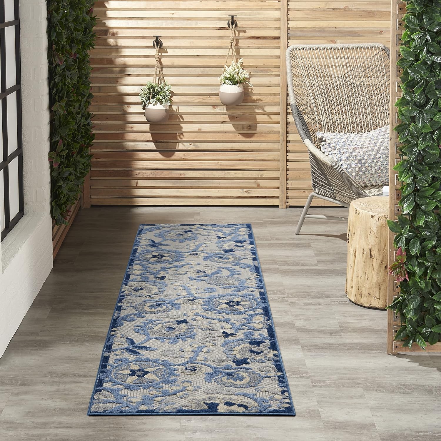 Home Aloha Blue Grey 23″ x 8 Area Rug – Easy Clean Non Shedding Bed Room Living