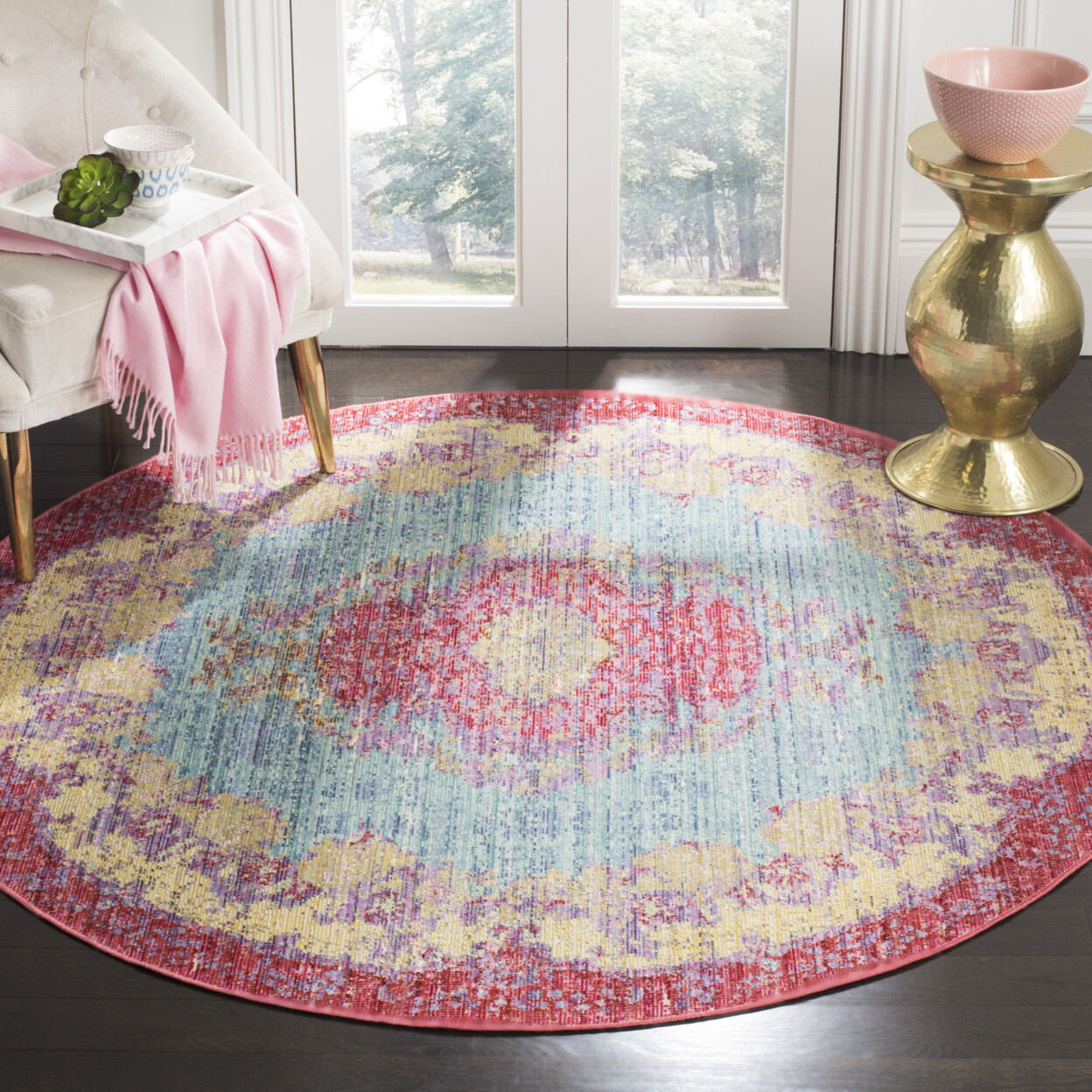 SAFAVIEH Windsor WDS305A Light Blue / Fuchsia Rug