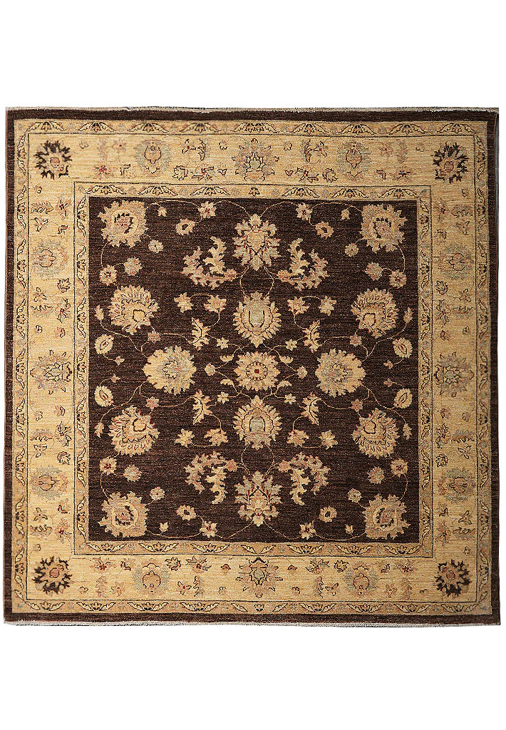 6.2 x 6.9 Square New Handmade Ziglar Rug Chocolate Brown #F-4029