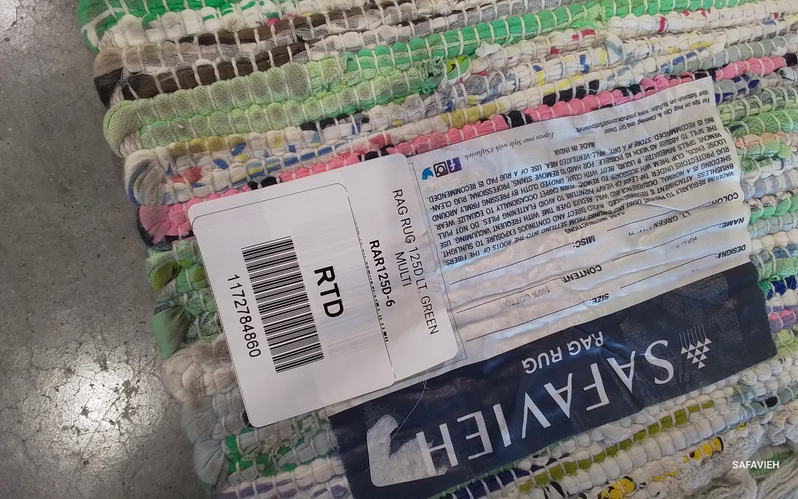 LIGHT GREEN / MULTI 6′-0″ x 9′-0″ Flaw in Rug Reduced Price 1172784860 RAR125D-6