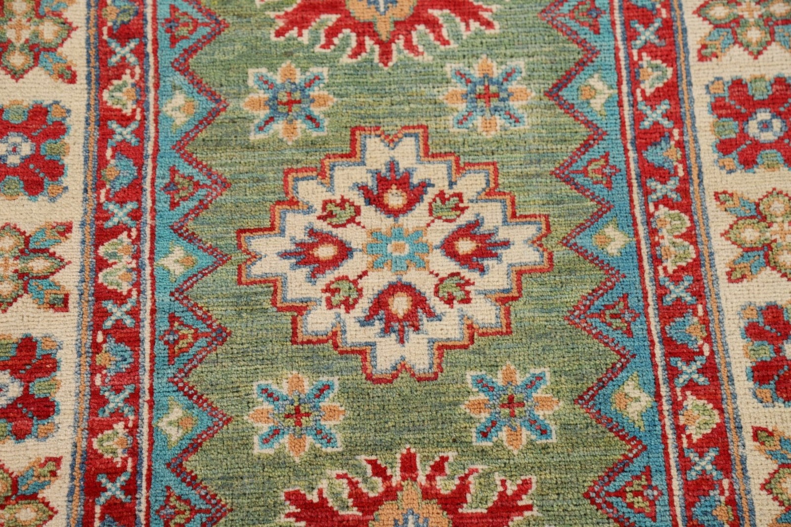 Traditional Kazak Accent Rug 3×4 Ft Hand-Knotted Geometric Oriental Wool Carpet