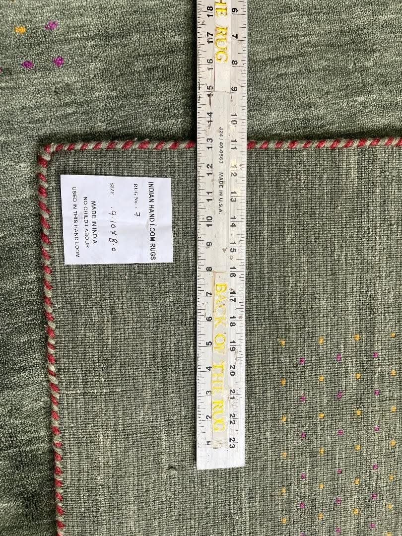 Tribal Gabbeh Green Wool Rug 5×8 ft – Handloom Area Carpet for Living room
