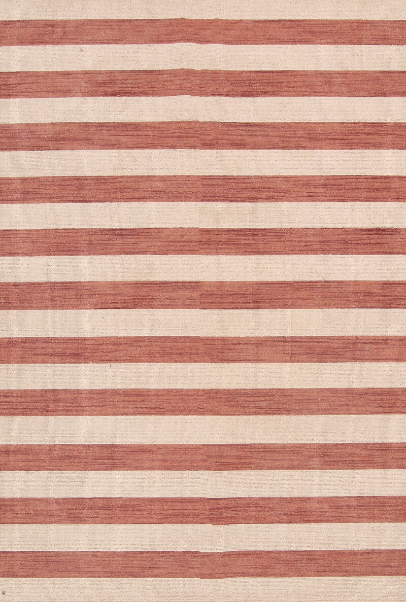 Reversible Striped Design Rust/Beige Gabbeh Oriental Rug Hand-Knotted 6×8 ft