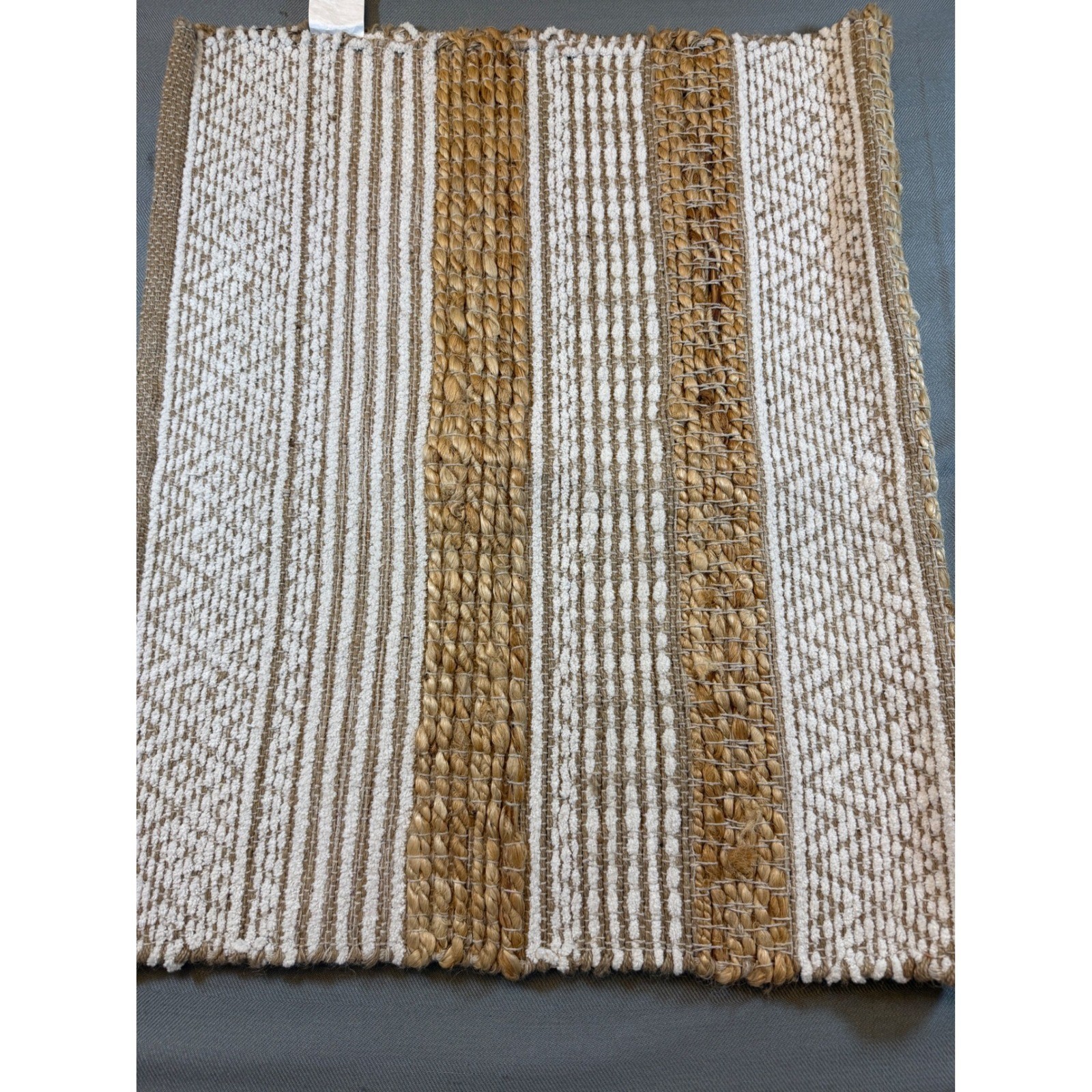Tommy Bahama Jute Area Rug Natural Tan Cream Woven Geometric Striped 27×47