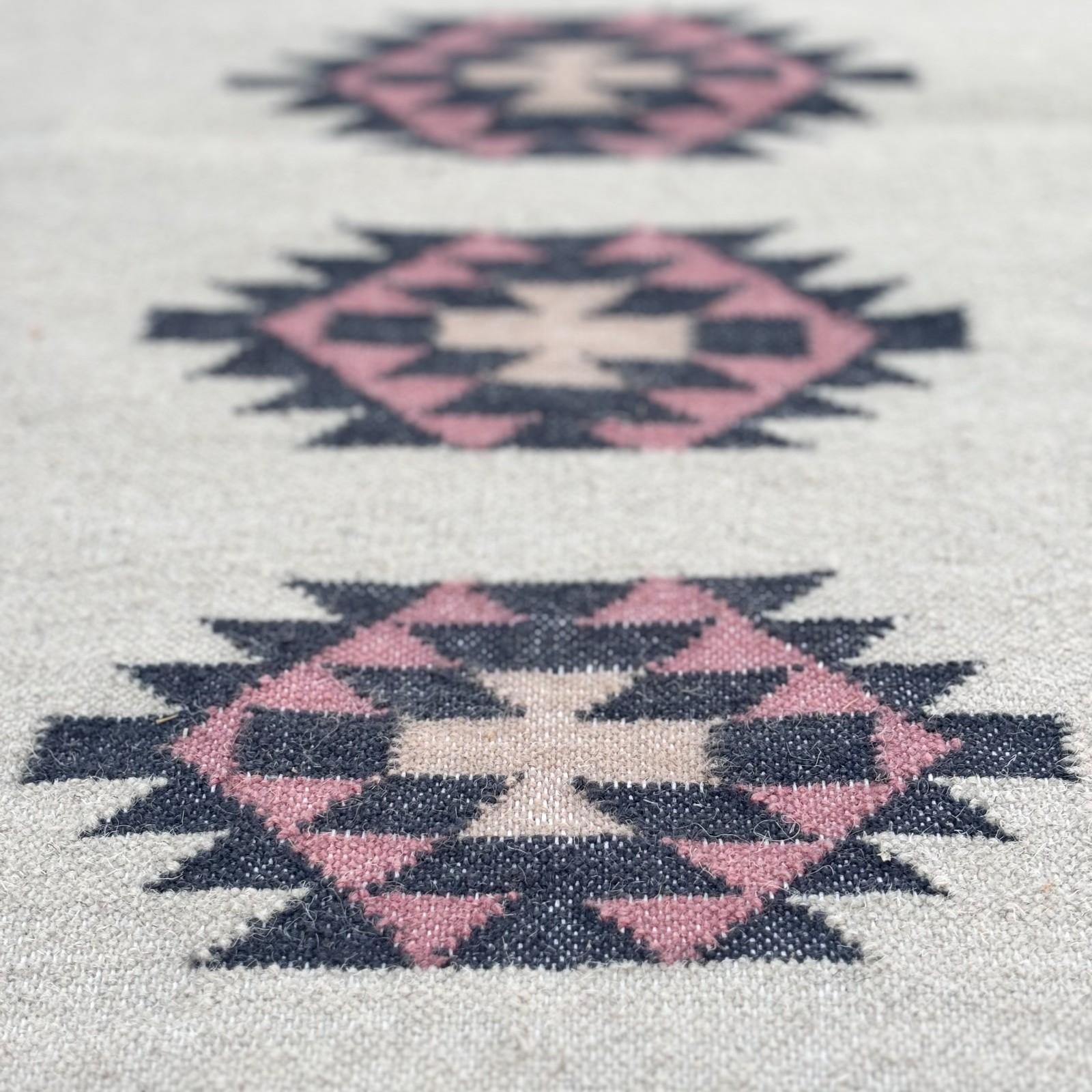 Mini 2 x 3 ft Handwoven Wool bath Mat Rug Dhurrie Carpet Small Kilim (60×90)cm