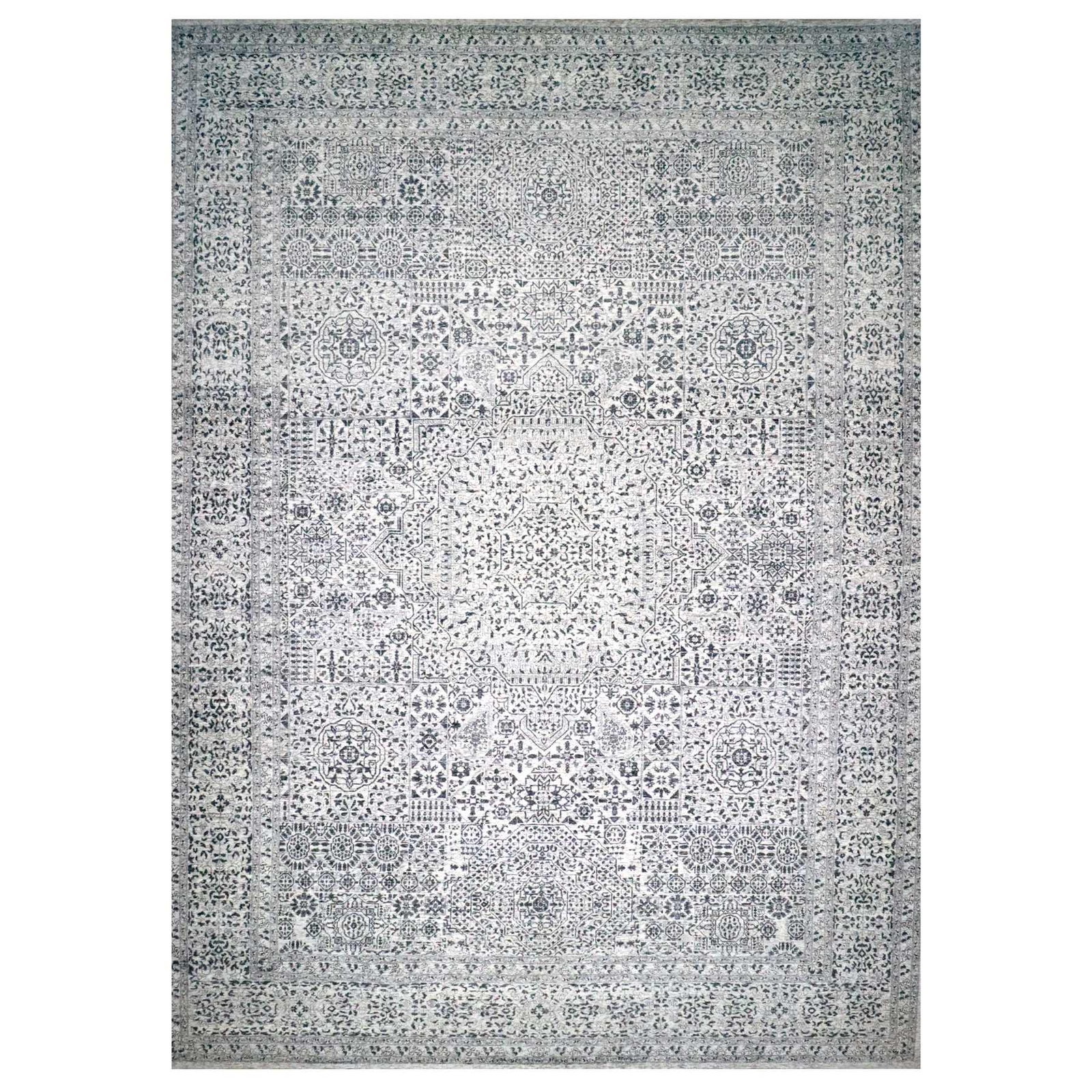 15’x20′ Powder White Mamluk Dynasty Pure Wool Hand Knotted Oversized Rug R76119