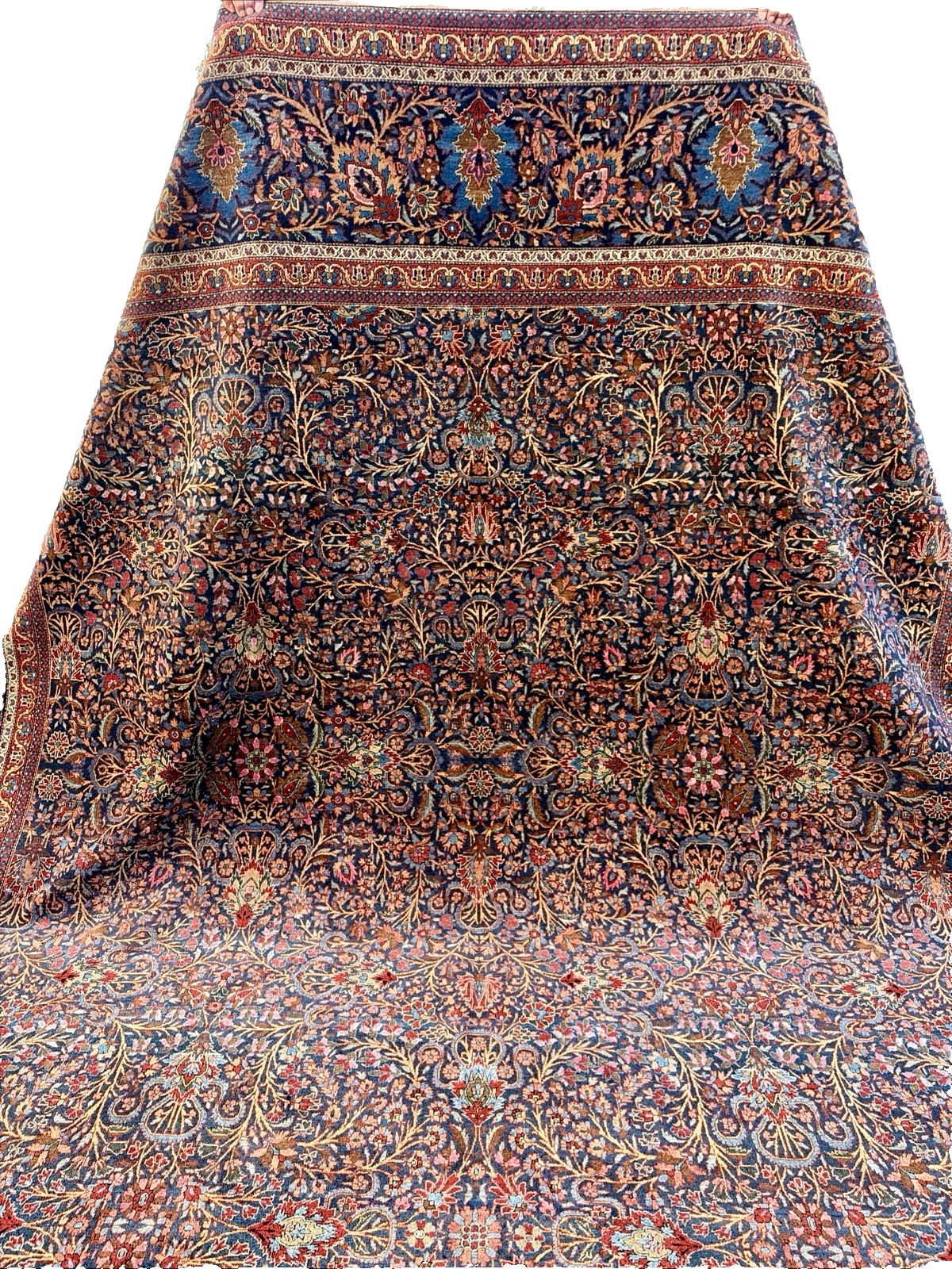 Auth: CI 1900 Antique Kashaan Rug RARE Orientalist STAR AZURE 11×18
