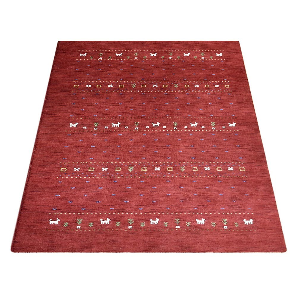 Eco-Friendly Hand Knotted Loom Wool Area Rug Contemporary Red BBH Homes BBL00585