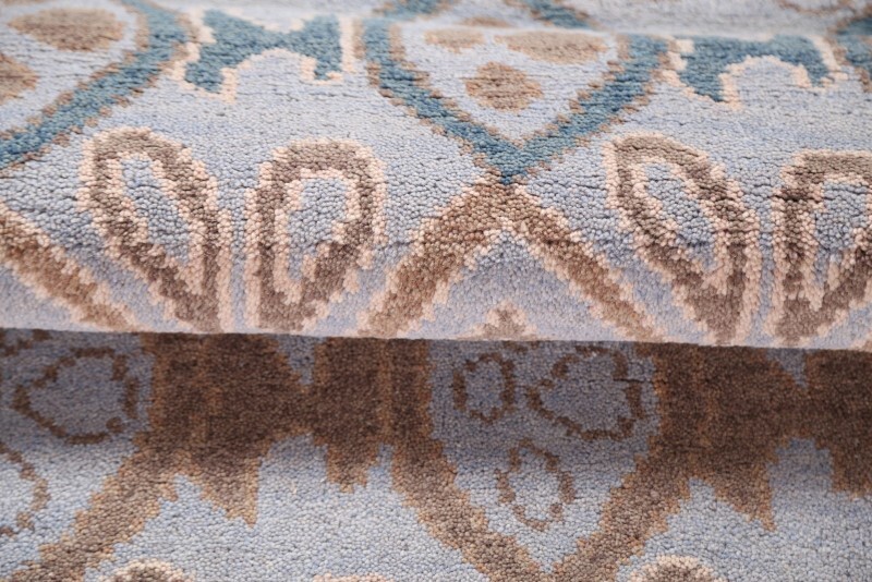 All-Over Light Blue Moroccan Oushak Oriental 10 ft Runner Handmade 3×10 Wool Rug
