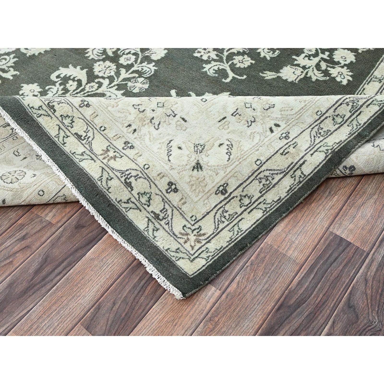 9’8″x14’2″ Green Vintage Indo Saroogh Hand Knotted Wool XL Oriental Rug 2529