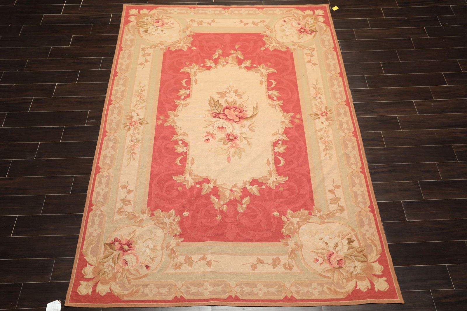 6×9’2” Hand Knotted Wool Fuschsia French Aubusson Needlepoint Traditional Rug